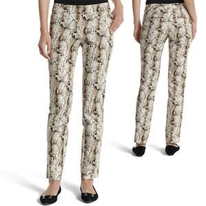 White House Black Market Black and Tan Snake Print Slim Ankle Pants 10R